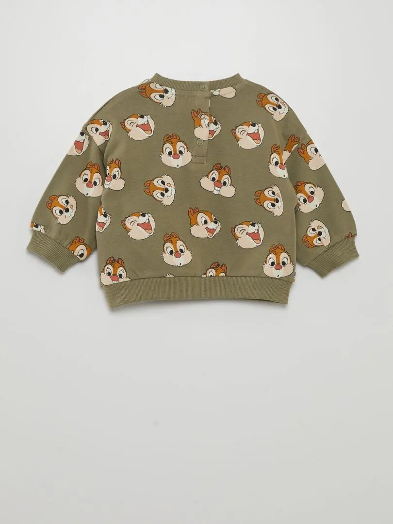 SUDADERA ESTAMPADA 'CHIP Y CHOP'  VERDE