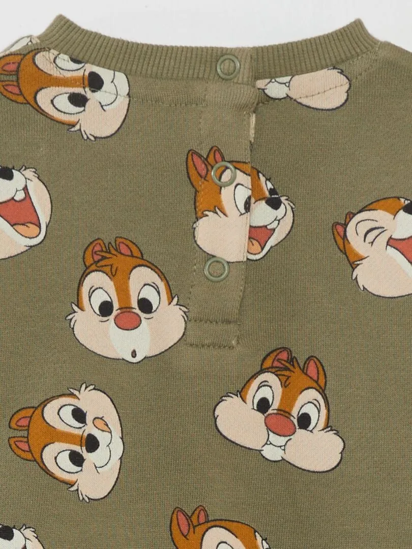 SUDADERA ESTAMPADA 'CHIP Y CHOP'  VERDE