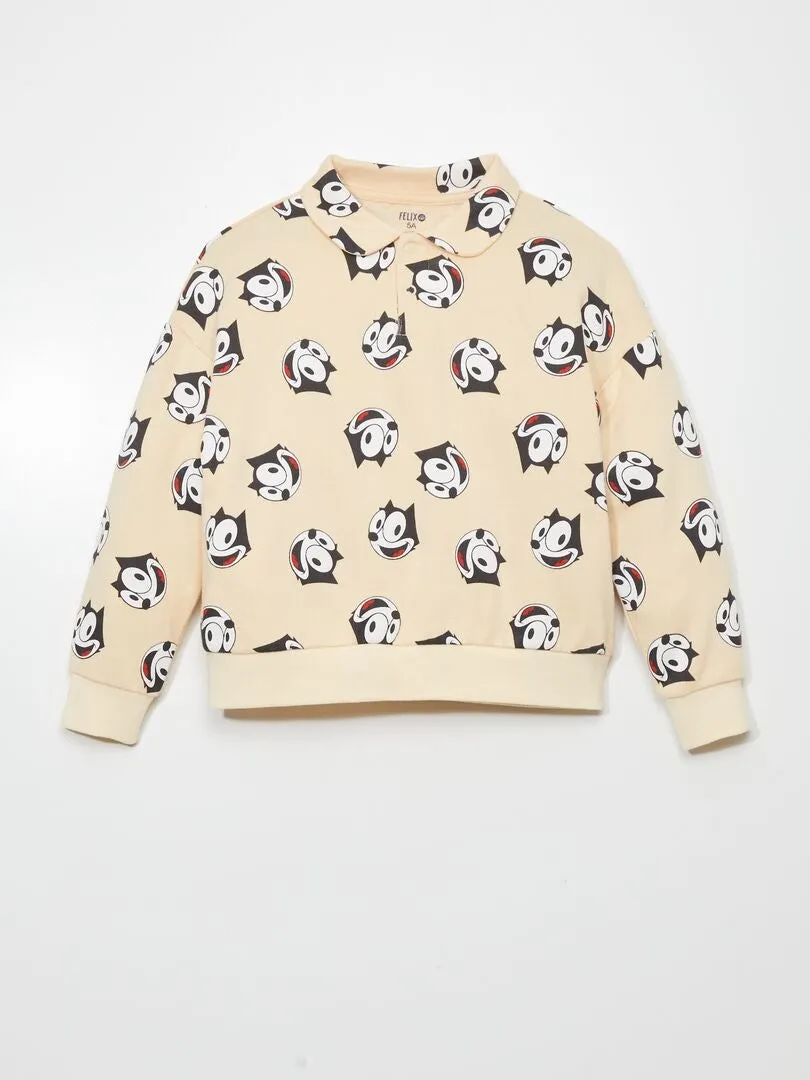 SUDADERA ESTAMPADA 'EL GATO FéLIX'  BEIGE