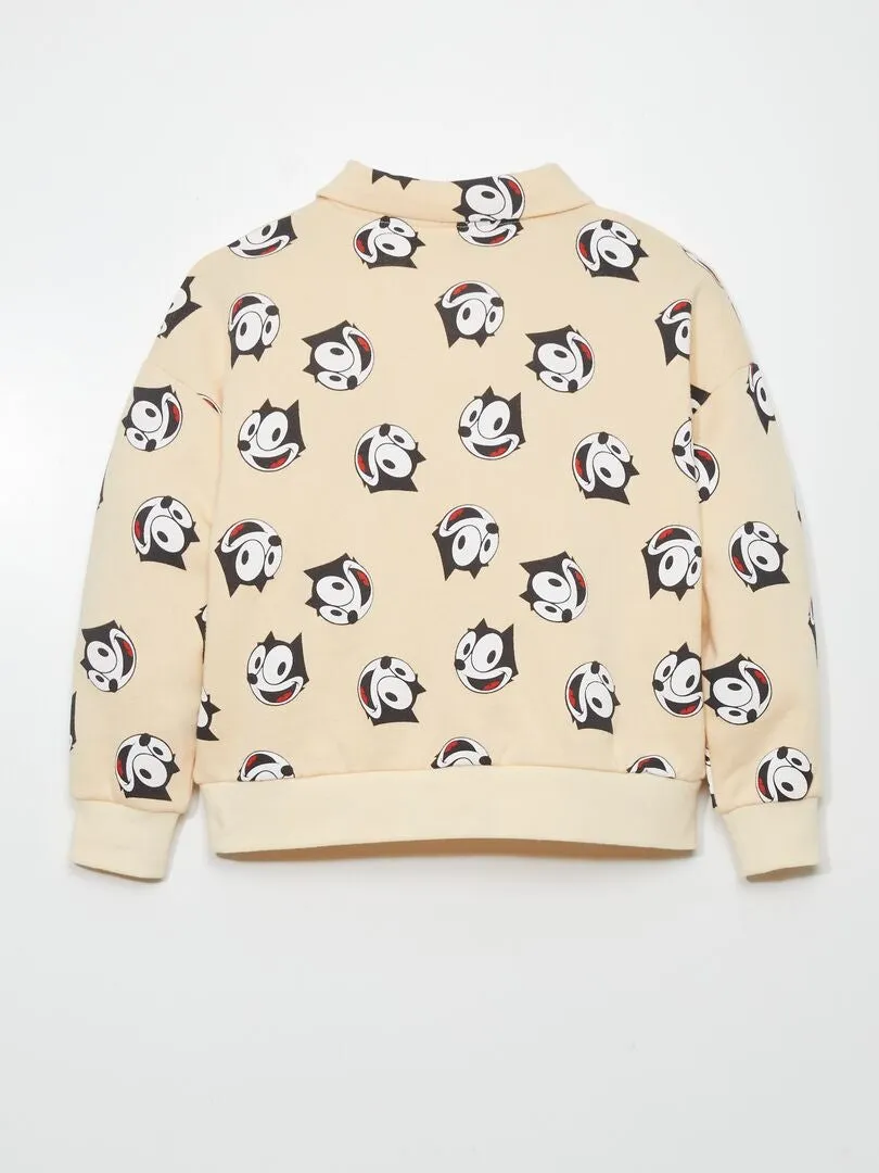 SUDADERA ESTAMPADA 'EL GATO FéLIX'  BEIGE