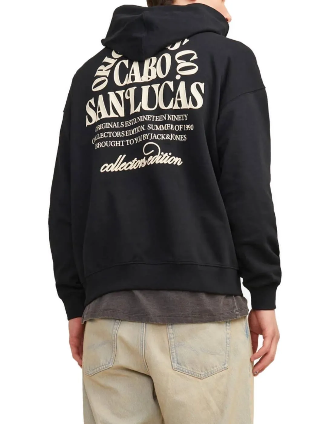 Sudadera Jack&Jones Mykonos negro con capucha de hombre