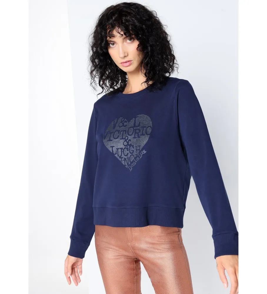 Sudadera letras corazón marino