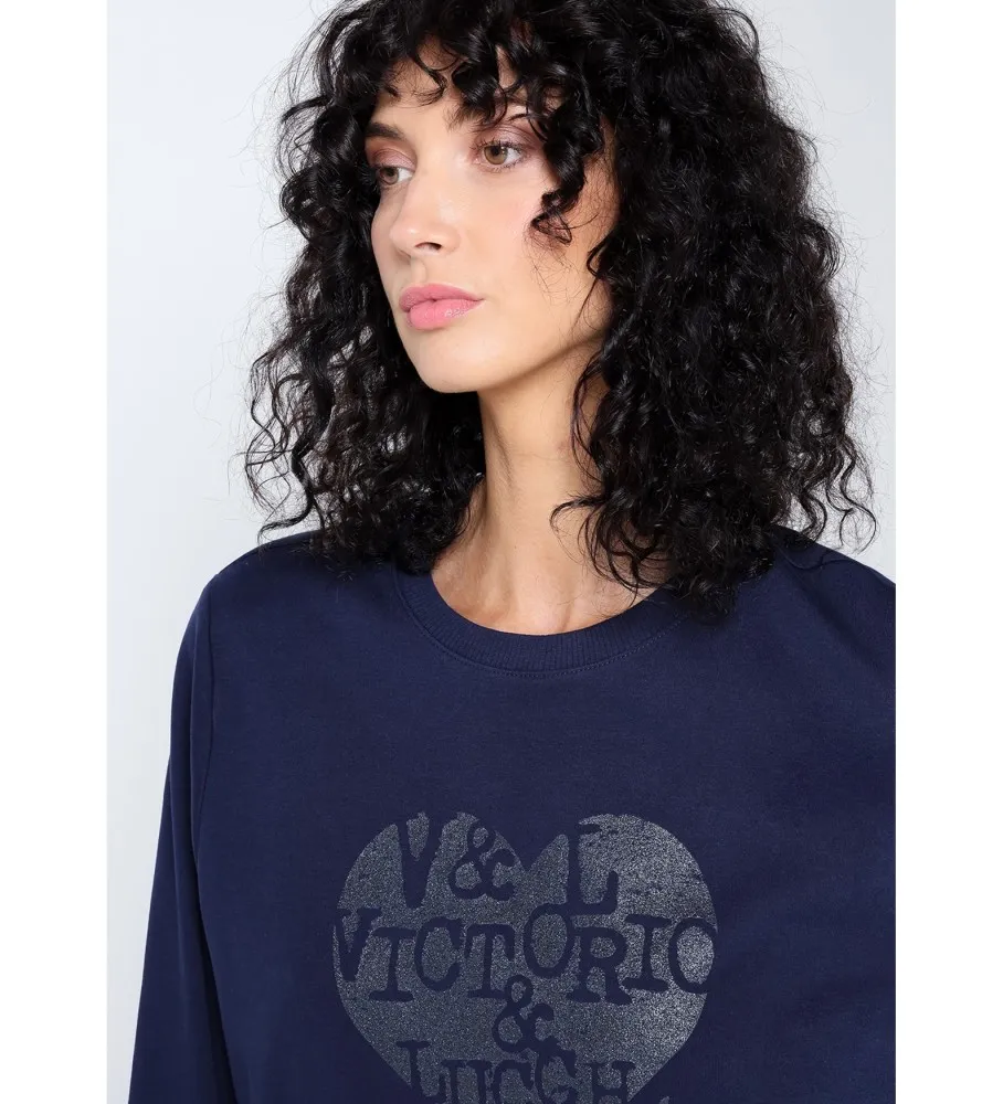 Sudadera letras corazón marino