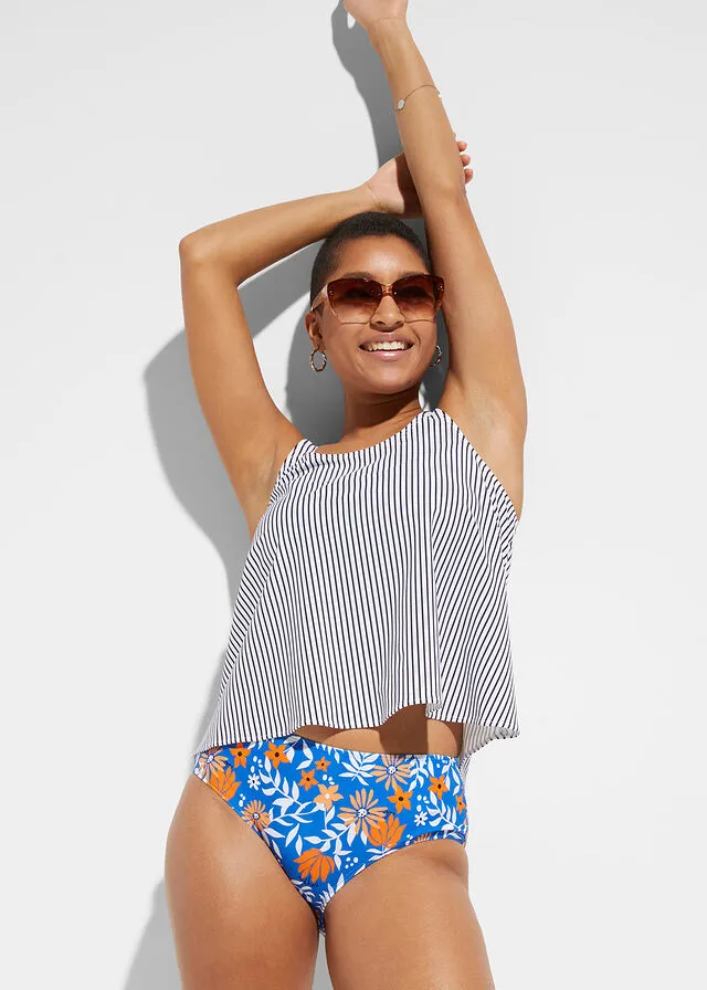 TANKINI Y PARTE SUPERIOR (CONJUNTO DE 3 PIEZAS) BLANCONEGRO DE RAYAS