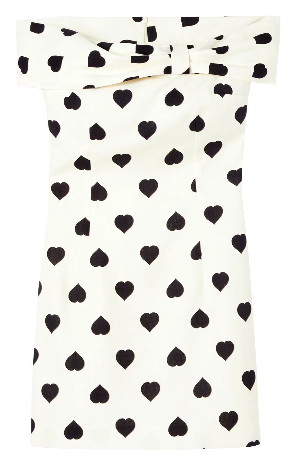 TARA JARMON RAUL  VESTIDO CORTO RECTO DE LINO CON MOTIVO DE CORAZONES EN BLANCO