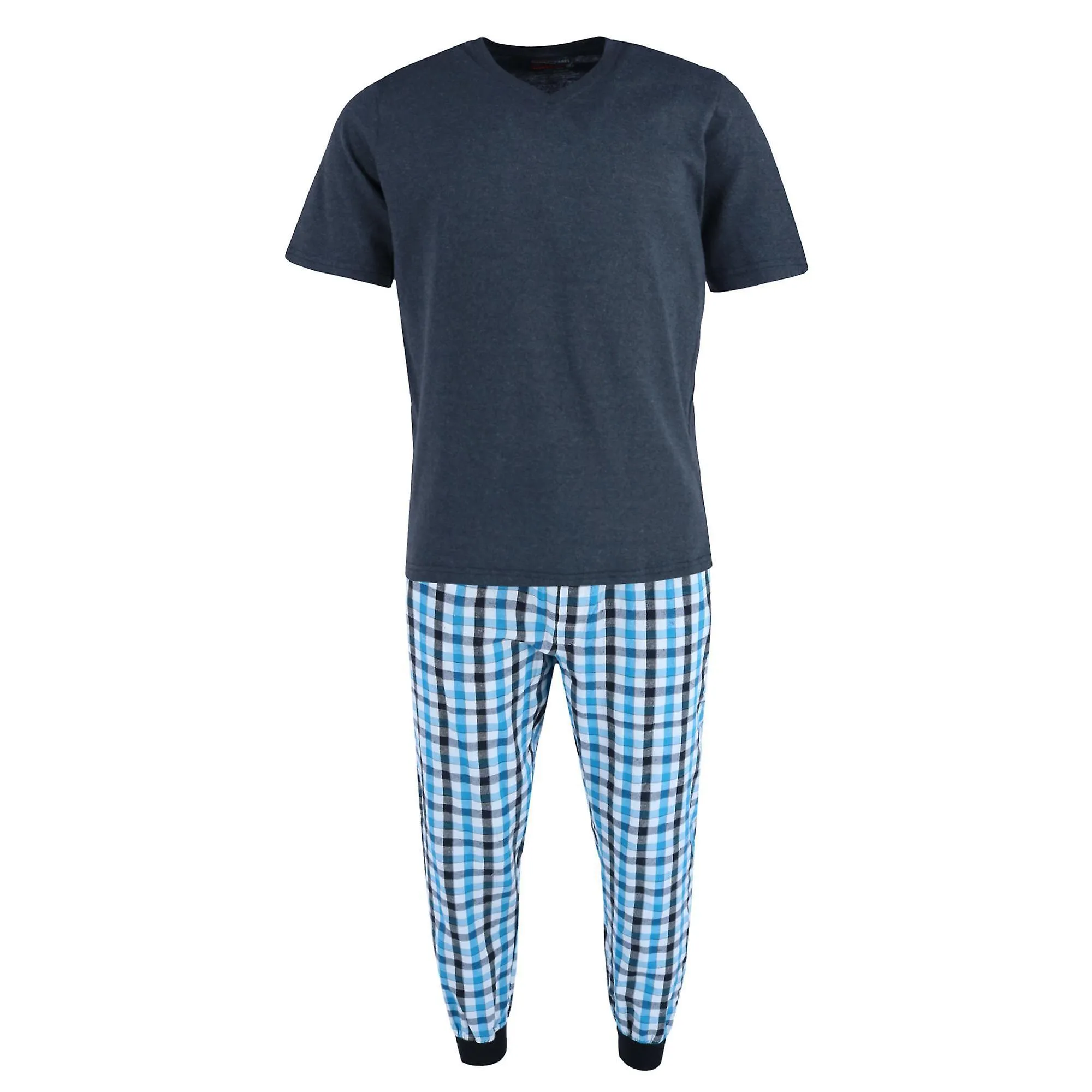 TEN WEST APPAREL  VNECK TOP WITH PLAID JOGGER LOUNGE SET (MEN)