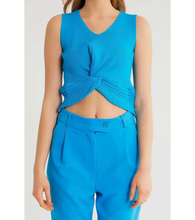 TOP ELáSTICO RIB MUJER  T93564  AZUL
