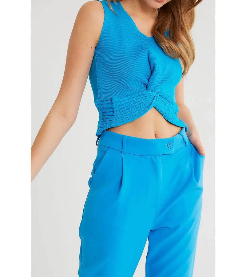 TOP ELáSTICO RIB MUJER  T93564  AZUL
