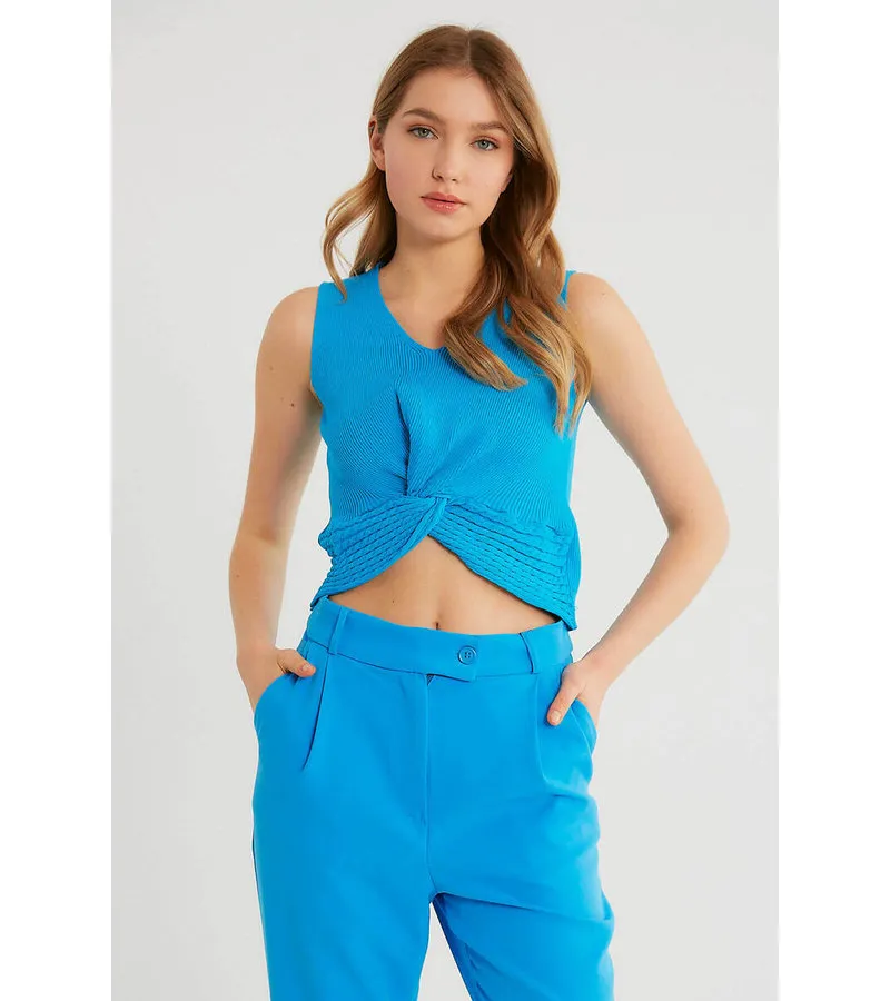TOP ELáSTICO RIB MUJER  T93564  AZUL