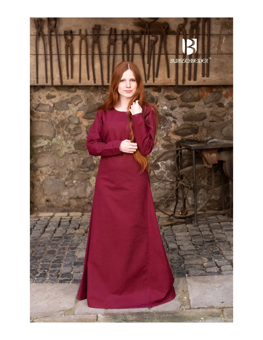 Túnica medieval Freya, burdeos