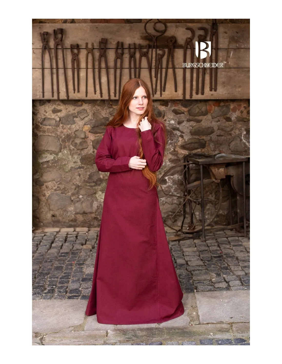 Túnica medieval Freya, burdeos