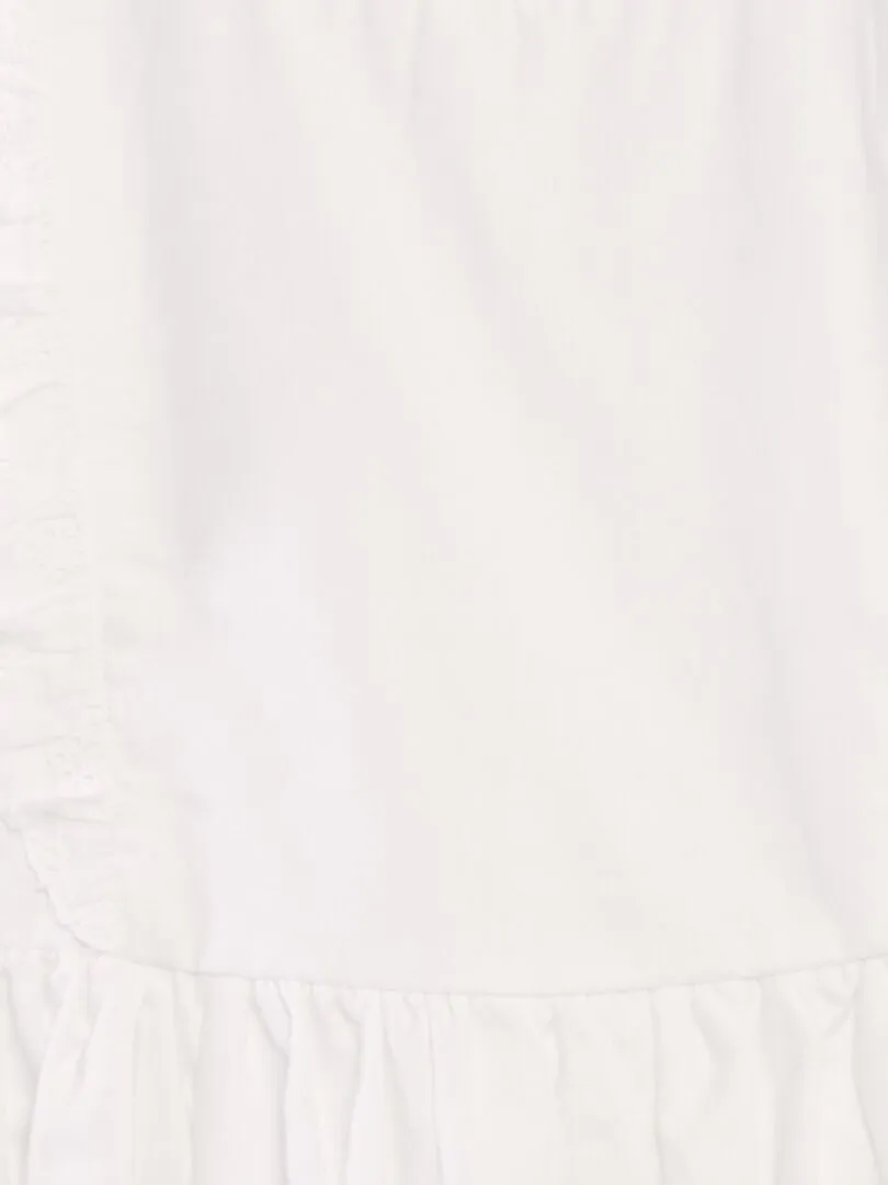 VESTIDO CON VOLANTES Y BORDADOS  BLANCO