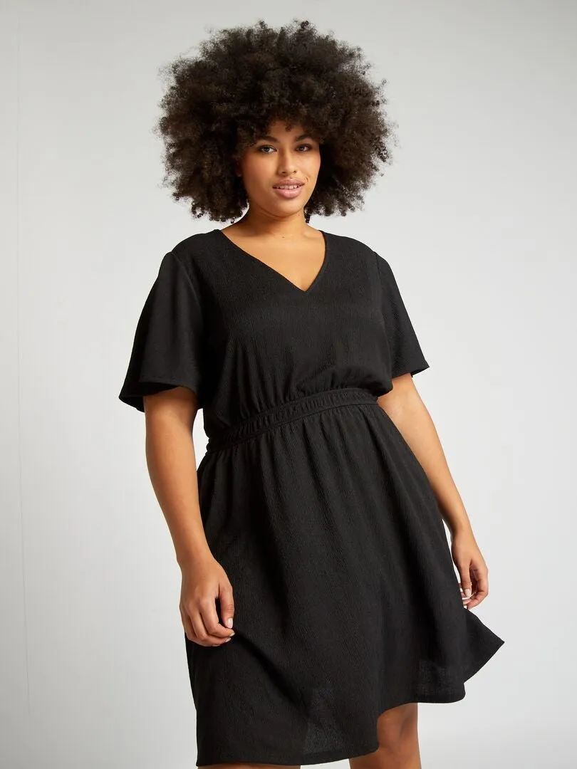 VESTIDO CORTO DE PUNTO DE CREPé  NEGRO