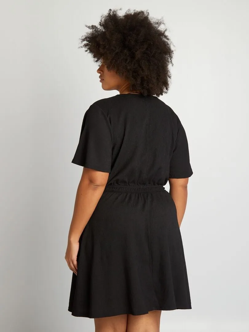 VESTIDO CORTO DE PUNTO DE CREPé  NEGRO