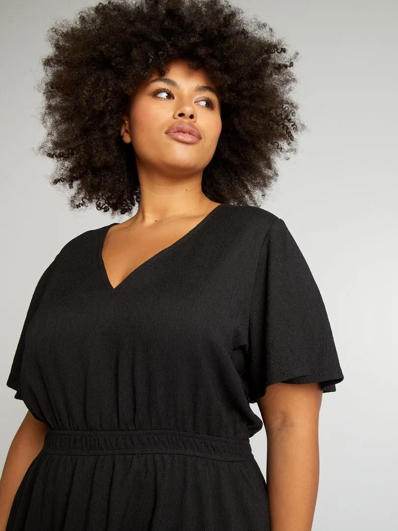 VESTIDO CORTO DE PUNTO DE CREPé  NEGRO