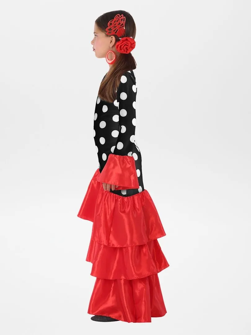 VESTIDO DE FLAMENCA  DISFRAZ  NEGRO/ROJO