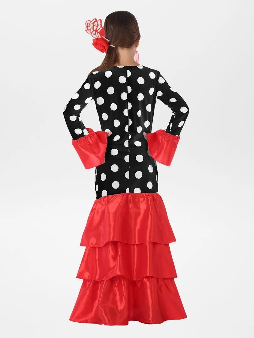 VESTIDO DE FLAMENCA  DISFRAZ  NEGRO/ROJO