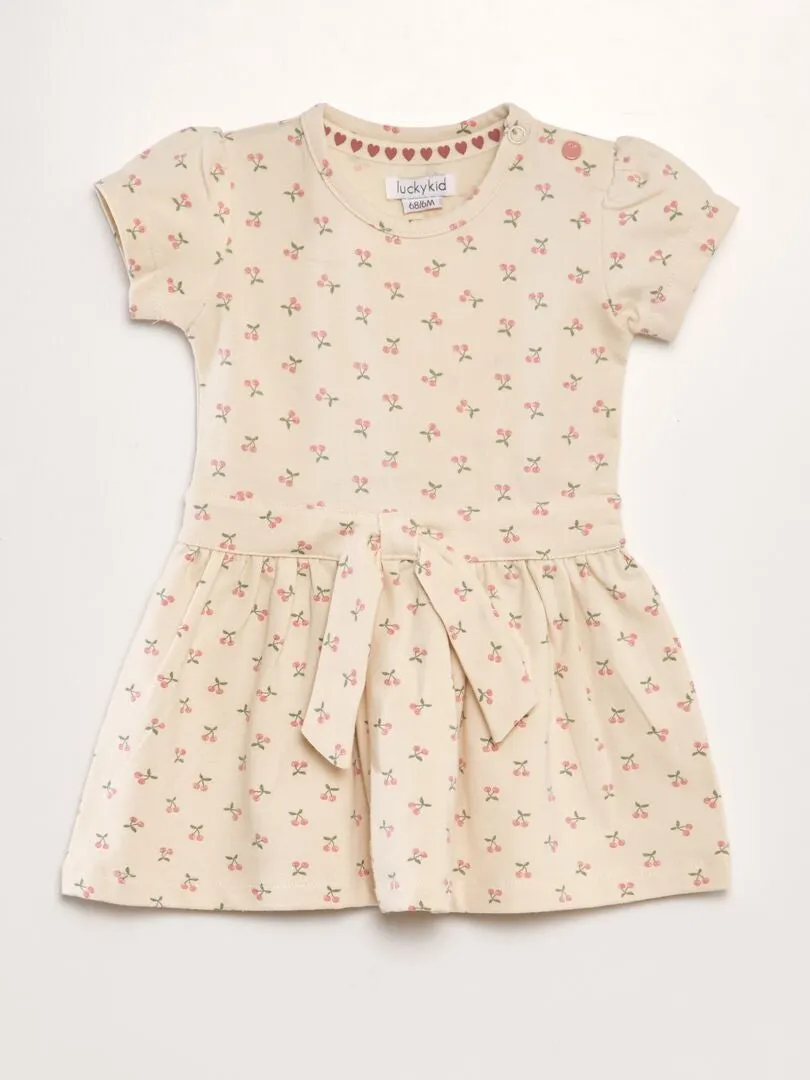 VESTIDO EVASé ESTAMPADO  BEIGE