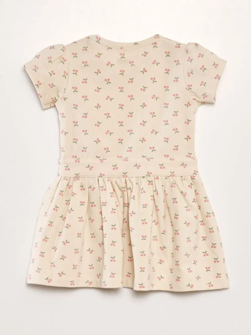 VESTIDO EVASé ESTAMPADO  BEIGE
