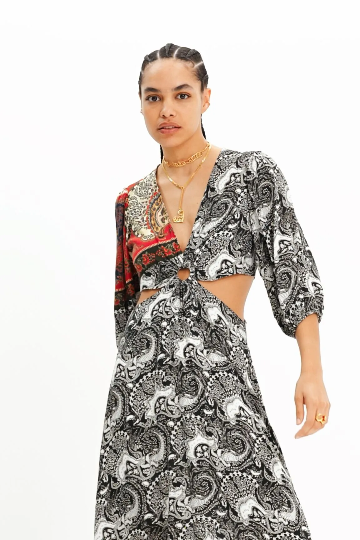 VESTIDO LARGO CUTOUTS PAISLEY