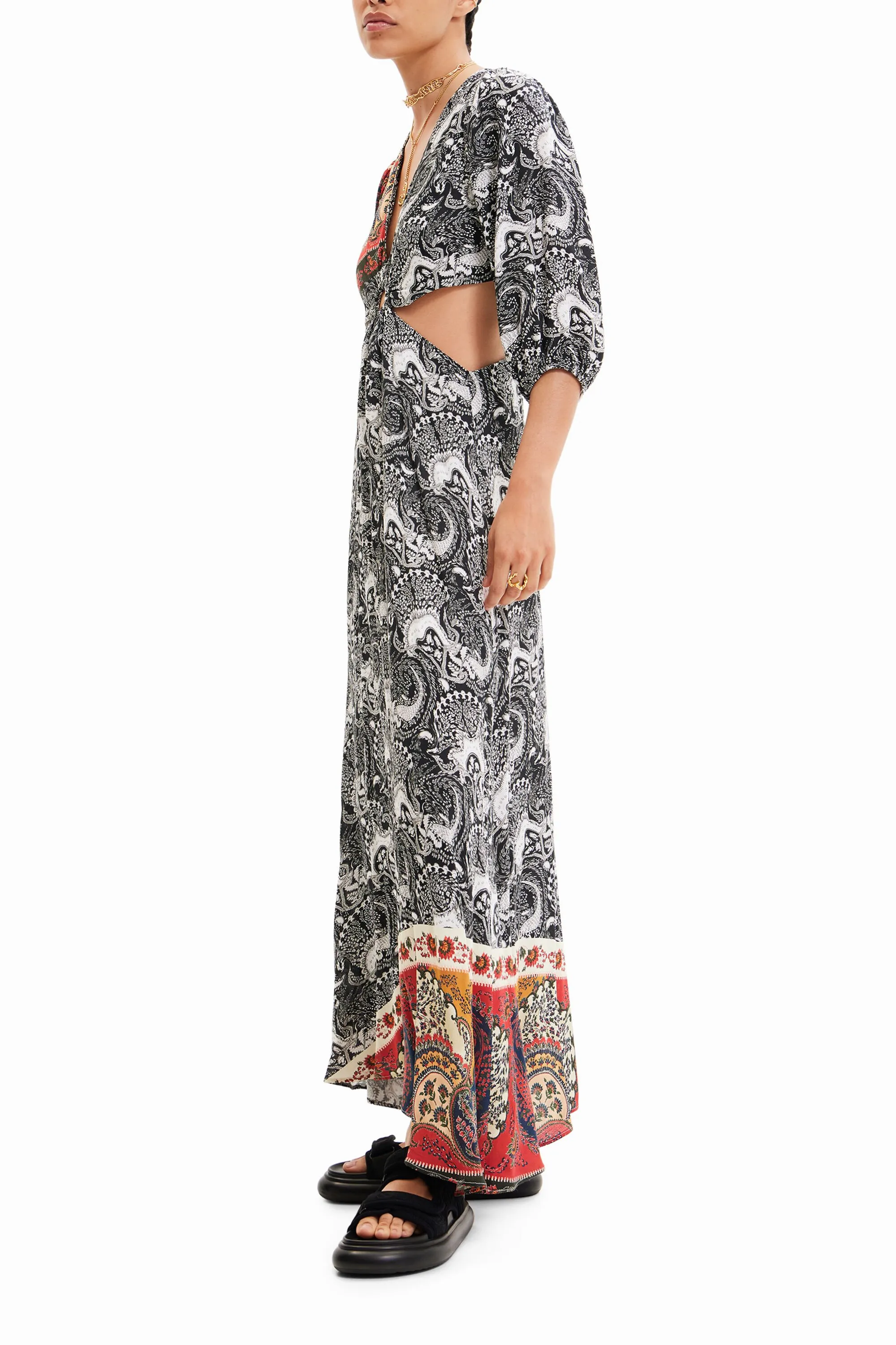 VESTIDO LARGO CUTOUTS PAISLEY