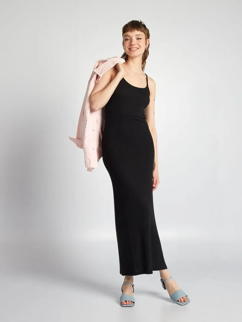VESTIDO LARGO DE PUNTO  BEIGE