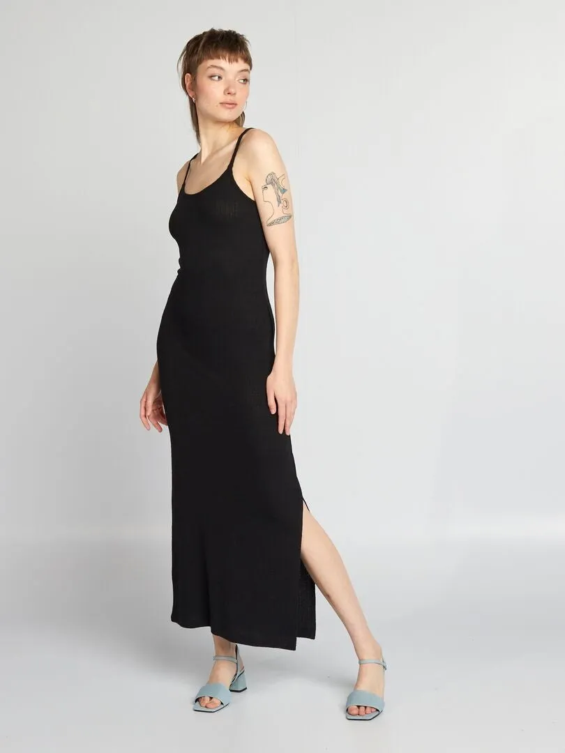 VESTIDO LARGO DE PUNTO  BEIGE