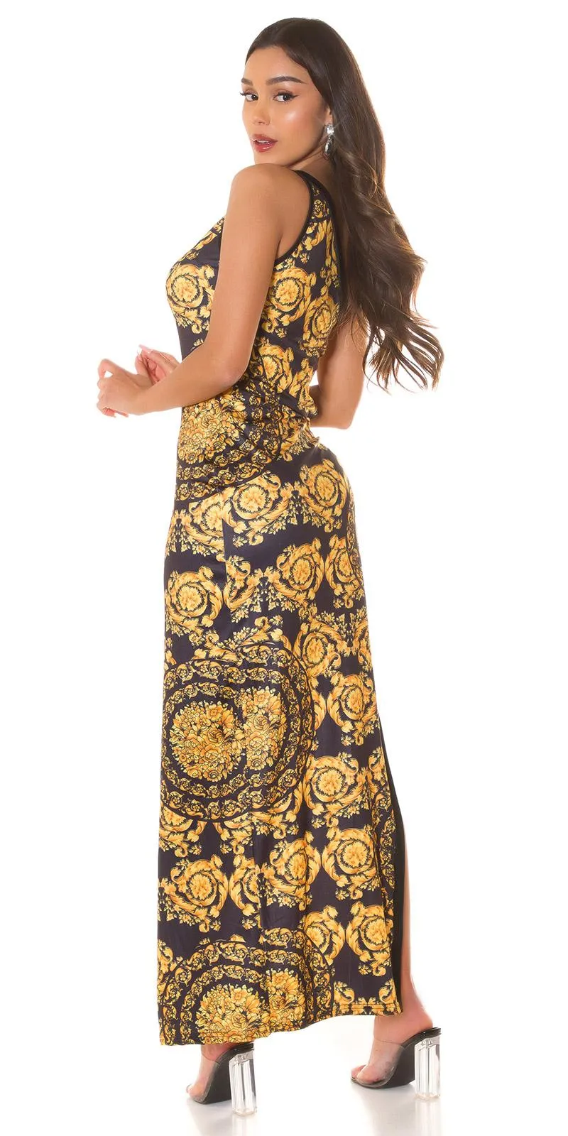 Vestido largo hombro único asimétrico