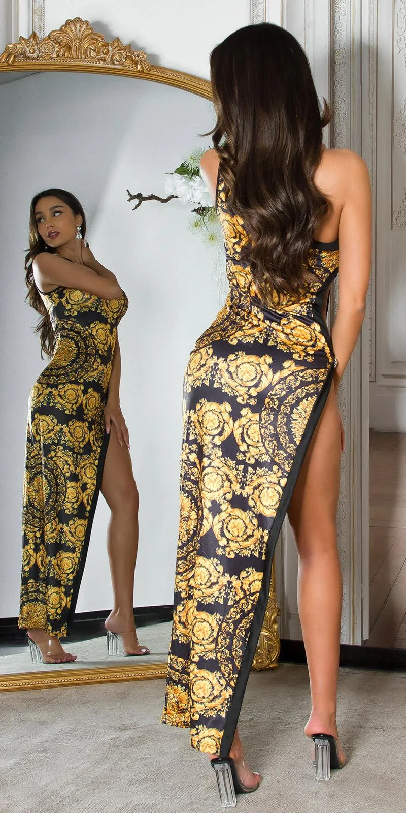 Vestido largo hombro único asimétrico