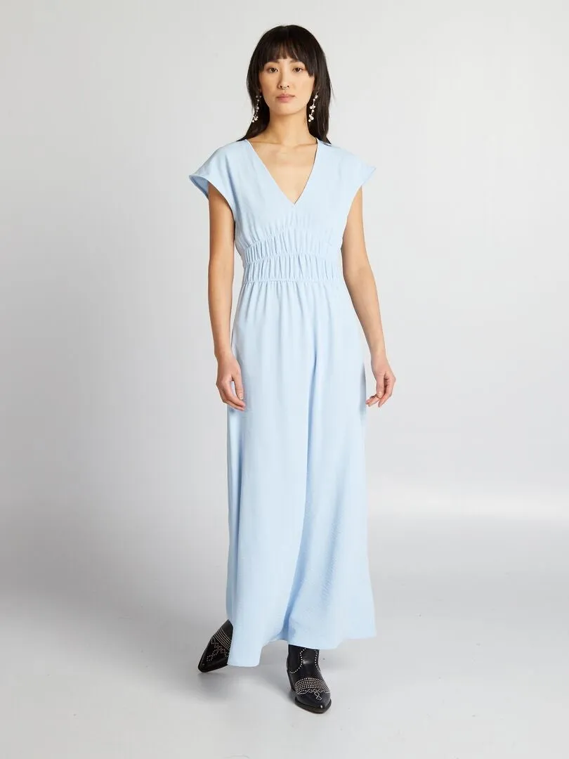 VESTIDO LARGO SIN MANGAS  AZUL