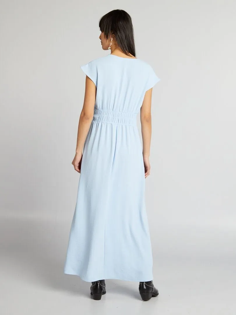 VESTIDO LARGO SIN MANGAS  AZUL