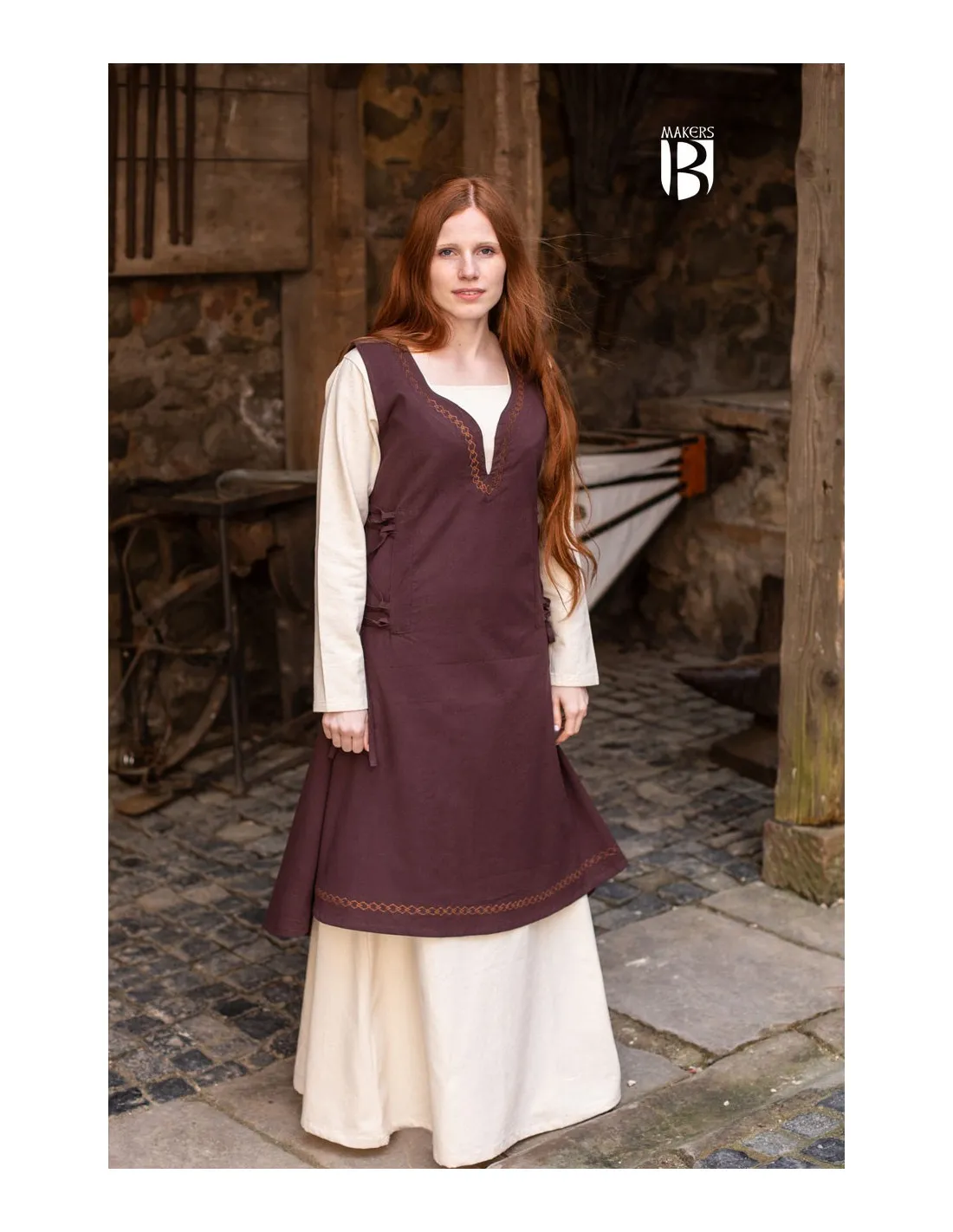 Vestido medieval Lannion, marrón