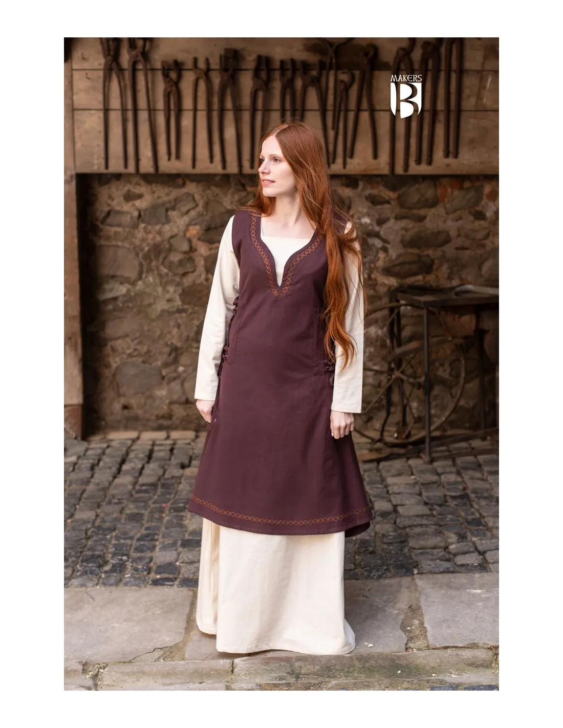 Vestido medieval Lannion, marrón