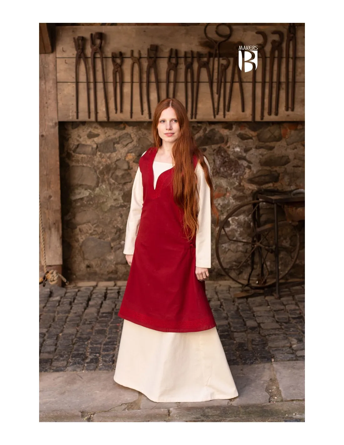 Vestido medieval Lannion, rojo