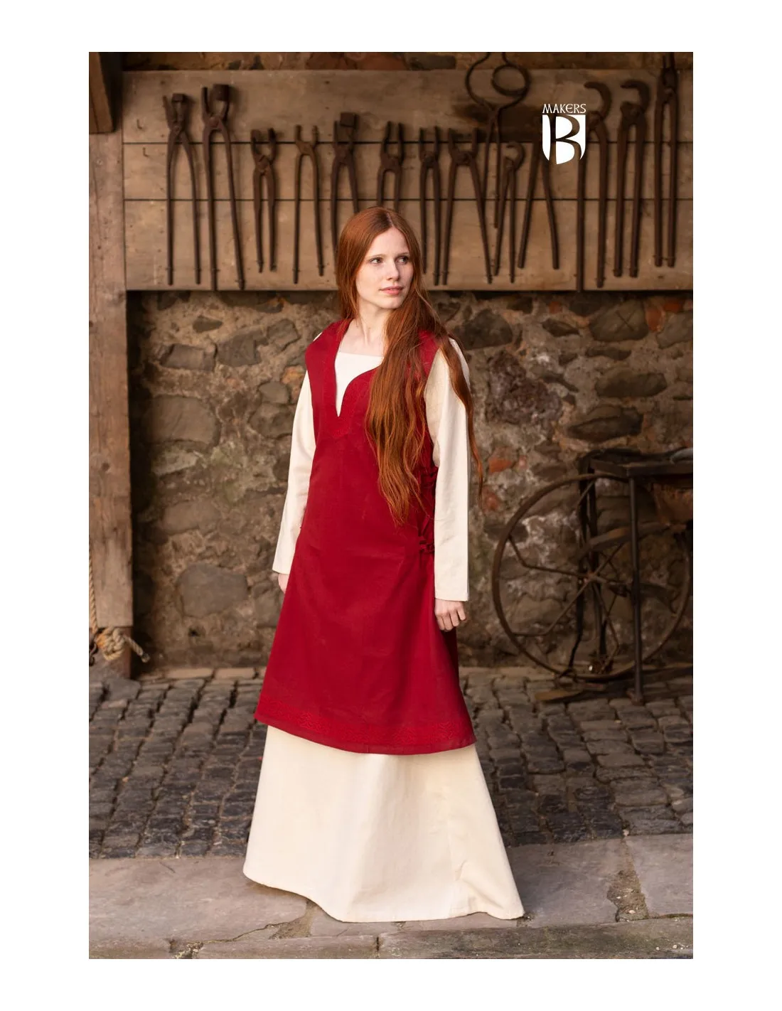 Vestido medieval Lannion, rojo