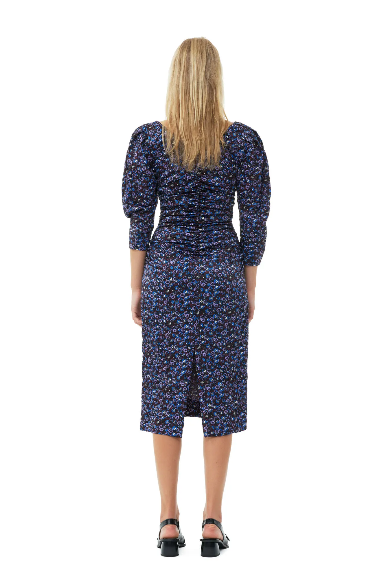 Vestido midi fruncido