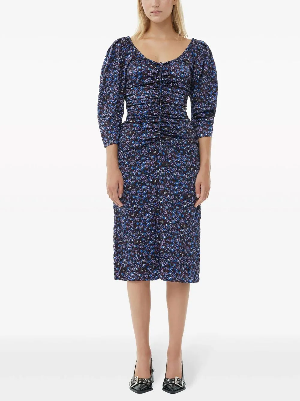 Vestido midi fruncido