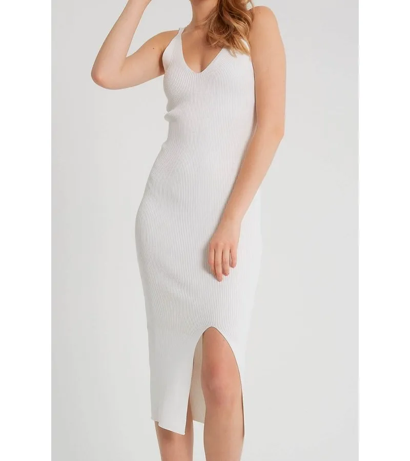 VESTIDO MUJER CANALé ELáSTICO  T93513  BLANCO
