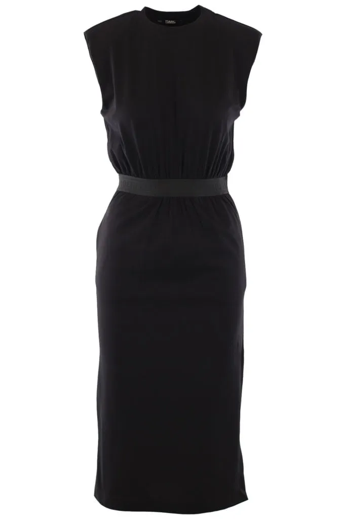 Vestido negro con logo en cinta negro