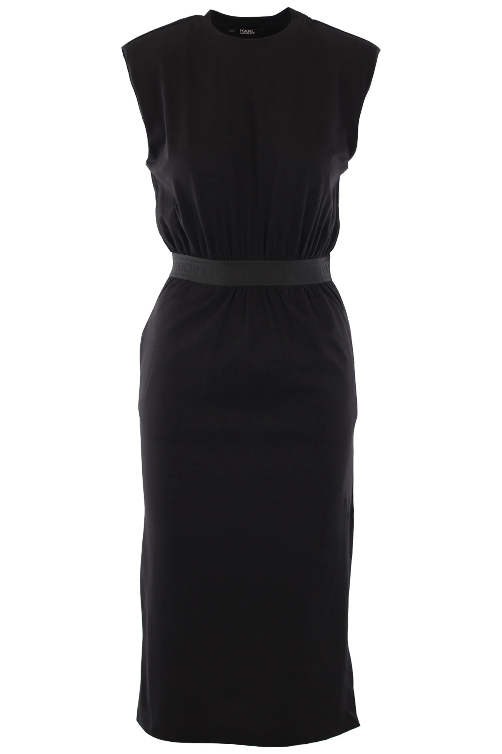 Vestido negro con logo en cinta negro