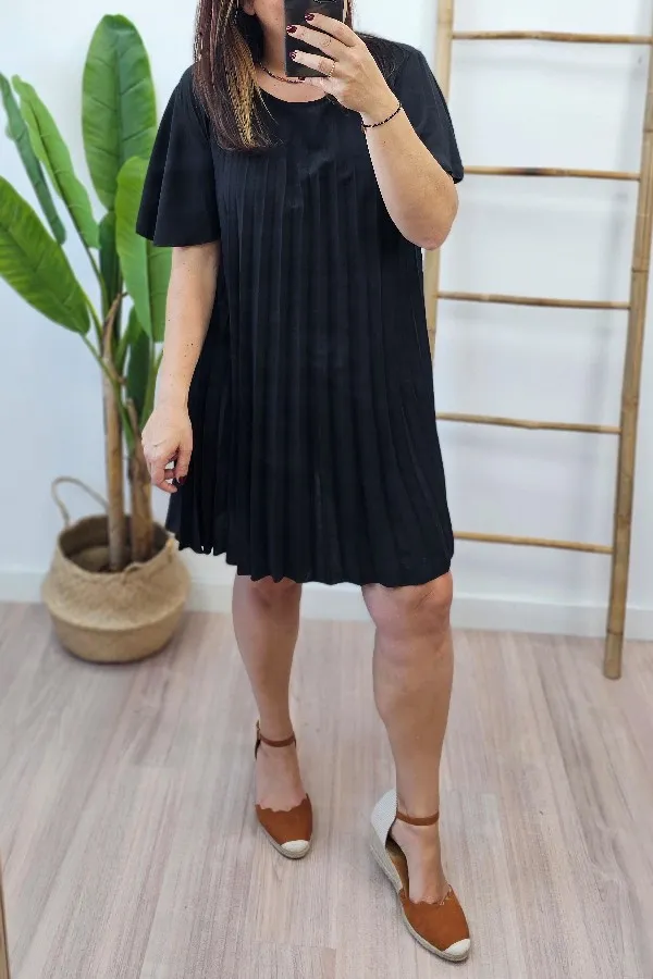 Vestido Plisado Negro
