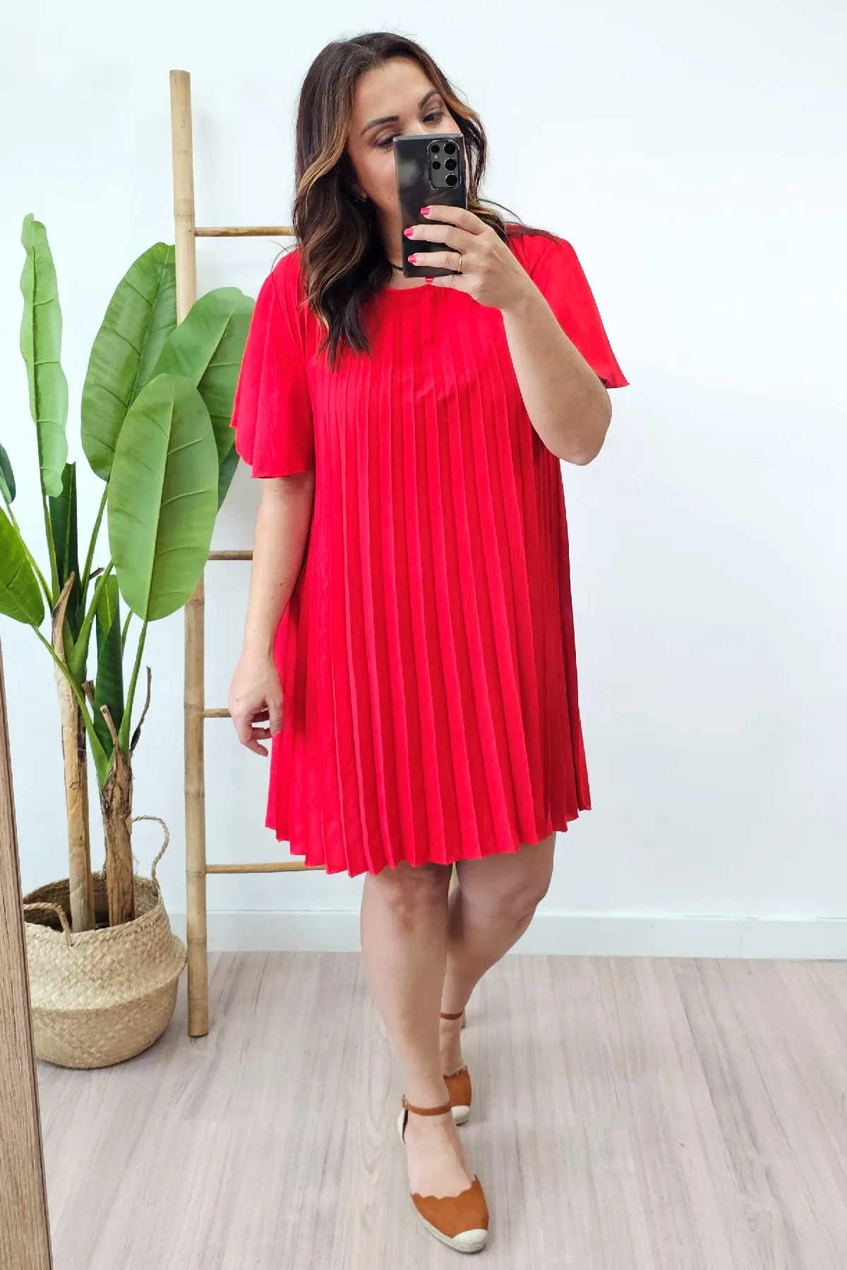 Vestido Plisado Rojo