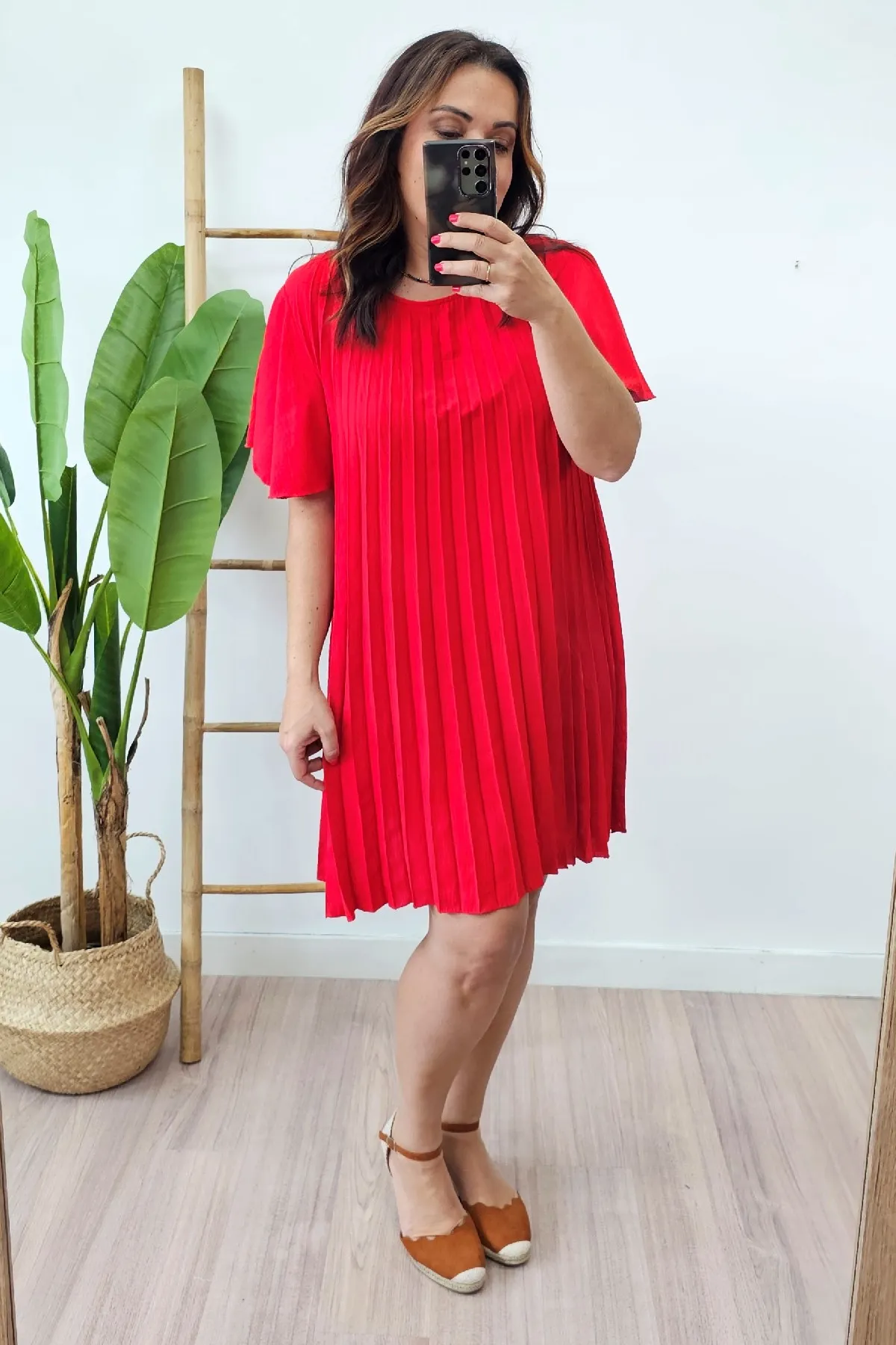 Vestido Plisado Rojo