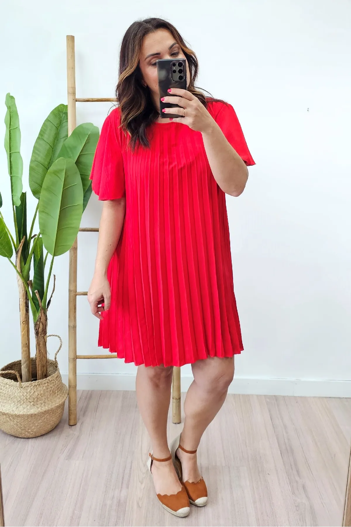 Vestido Plisado Rojo
