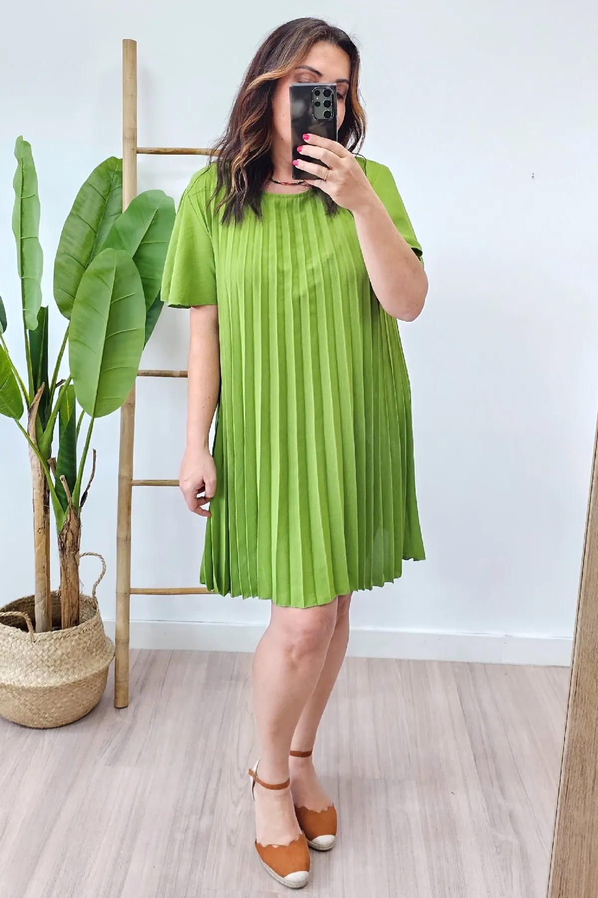 Vestido Plisado Verde