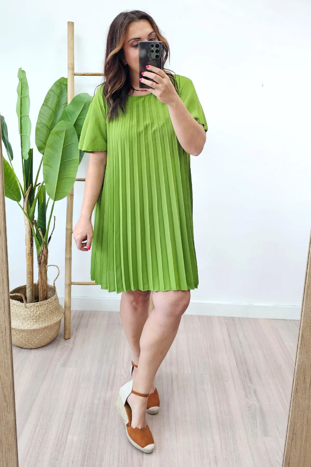 Vestido Plisado Verde