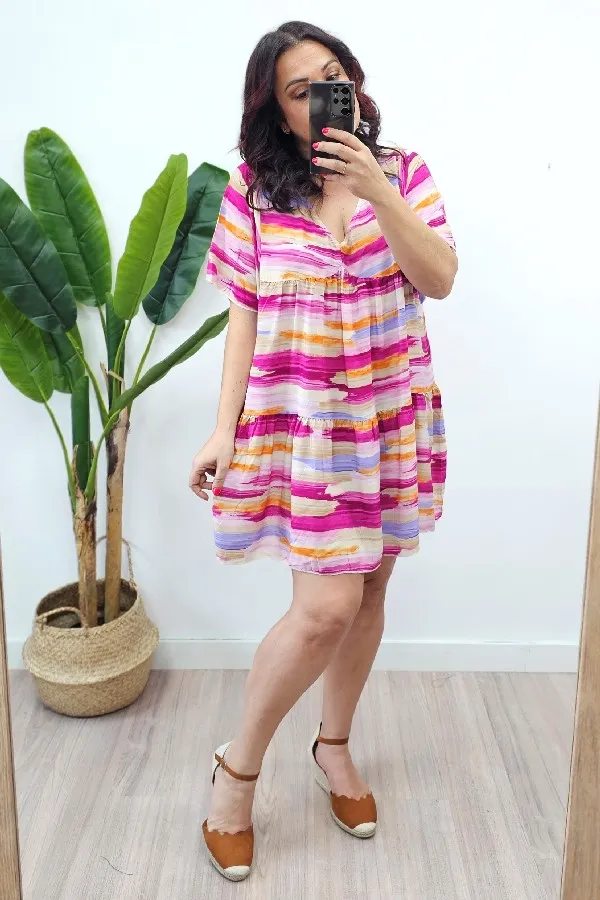 Vestido Trazos Rosa