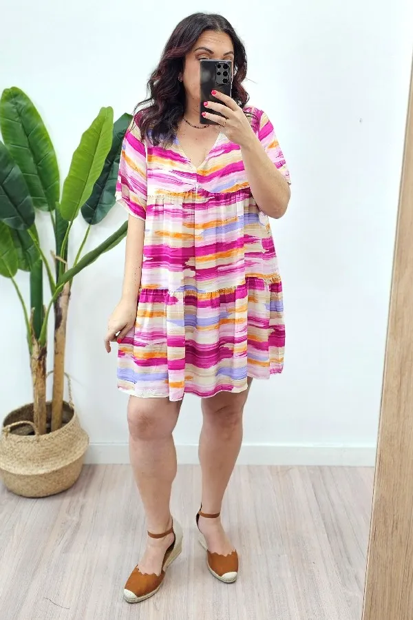 Vestido Trazos Rosa