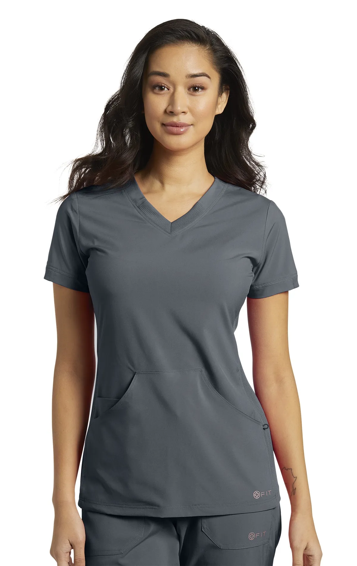 WHITE CROSS FIT ATHLETIC STYLE VNECK TOP PEWTER