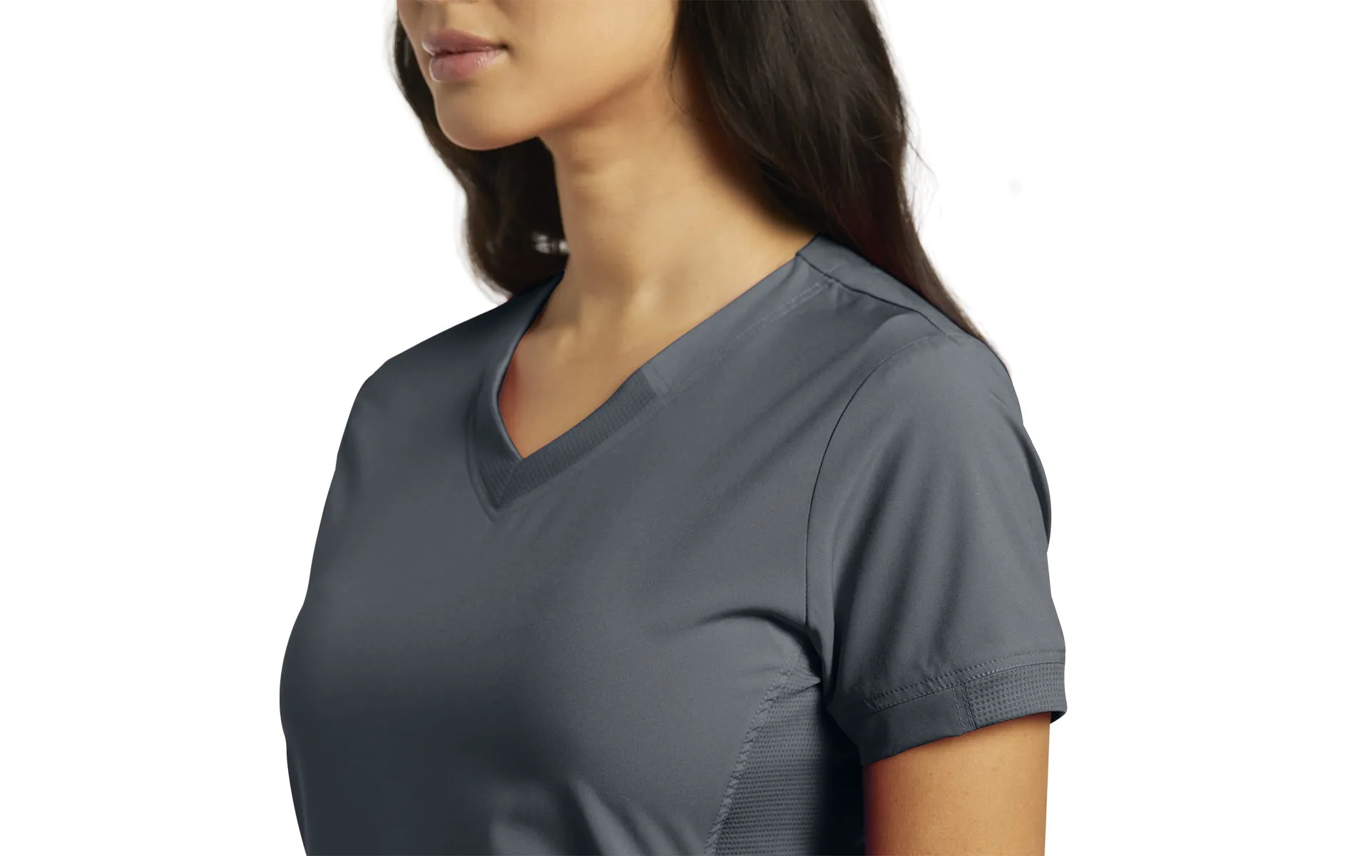 WHITE CROSS FIT ATHLETIC STYLE VNECK TOP PEWTER